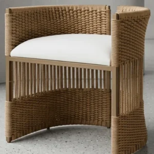 Poltrona Decorativa AURORA EM AÇO com Corda Náutica Trâmite Fendi