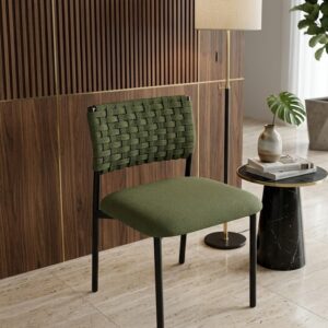 Cadeira de JANTAR FIRENZE VERDE-MUSGO corda NÁUTICA e Acento Veludo