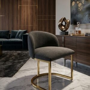 PUFF Roma CHUMBO em Tecido Bouclé com Base Dourada