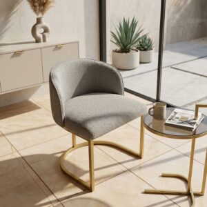 PUFF Roma em FENDI em Tecido Bouclé com Base Dourada