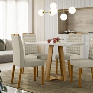 Mesa De Jantar LECTUS Para 4 Lugares Tampo Retangular Com Vidro 1,20mX80