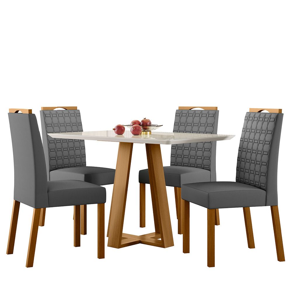 Mesa De Jantar LECTUS Para 4 Lugares Tampo Retangular Com Vidro 1,20mX80 - Imagem 2