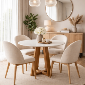 Mesa de Jantar VITÓRIA 1m Diâmetro Com Vidro