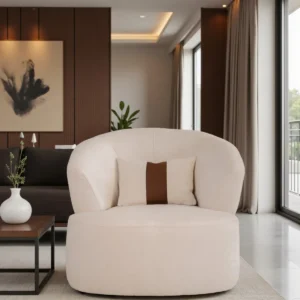 Poltrona LEONE OFF WHITE Decorativa Sala De Leitura Luxo